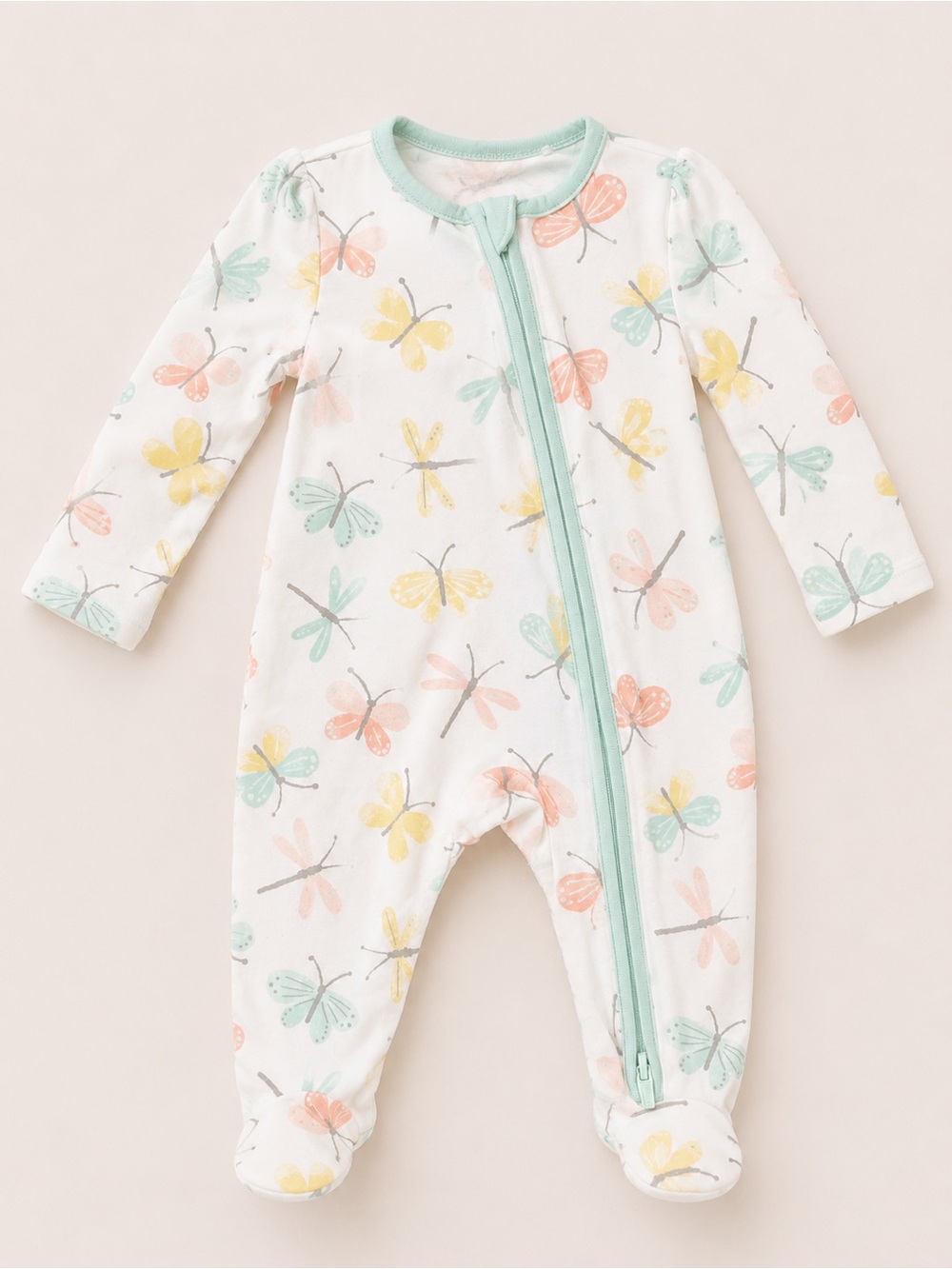 Huggies Babywear - Double Zipper Sleeper W/ Print (Bamboo) - NB